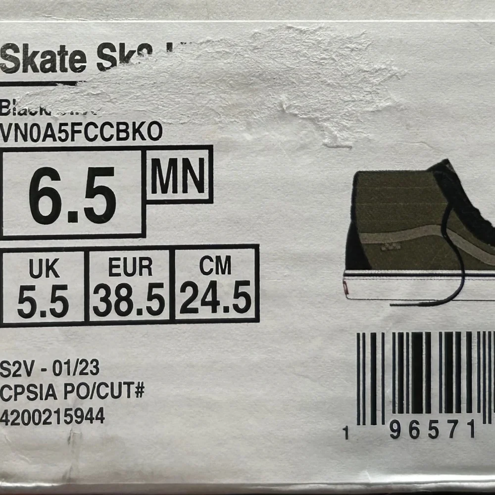 Vans Skate Sk8-Hi Black Olive Green High Top Skate Shoes VN0A5FCCBKA Mens 6.5‎